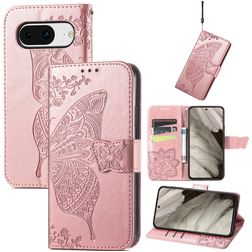 Mobigear Butterfly Google Pixel 8 Hoesje Bookcase Portemonnee - Roségoud