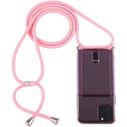 Mobigear Lanyard Card iPhone 12 Pro Max Flexibel TPU Hoesje met koord - Transparant / Roze
