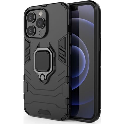 Mobigear Armor Ring iPhone 13 Pro Hoesje Hardcase Backcover Shockproof met Ringhouder - Zwart