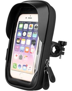 Mobigear Weather Shield Telefoonhouder fiets Stuurbevestiging Hoesje Universeel (max 17 cm x 9 cm) - Zwart