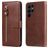 Mobigear Zipper Samsung Galaxy S23 Ultra Hoesje Bookcase Portemonnee - Bruin
