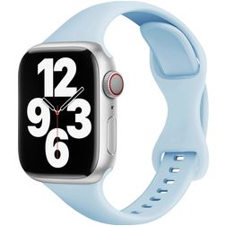 Mobigear Sport Slim Siliconen Apple Watch Bandje Druksluiting - 49/46/45/44 mm - Babyblauw