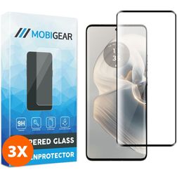 Mobigear Premium Motorola Edge 50 Pro Glazen Screenprotector - Case Friendly - Zwart (3-Pack)