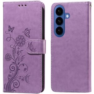 Mobigear Flowers Samsung Galaxy S26 Hoesje Bookcase Portemonnee - Paars