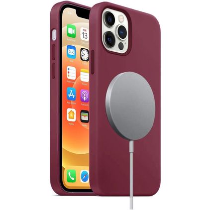 Mobigear Rubber Touch iPhone 12 Pro Siliconen MagSafe Hoesje Backcover - Bordeaux Rood