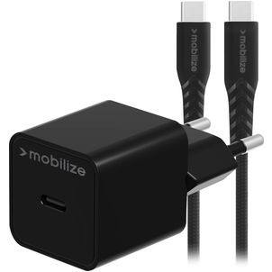 Mobilize Single USB-C Oplader USB-C 1.2 Meter Power Delivery 30W - Zwart
