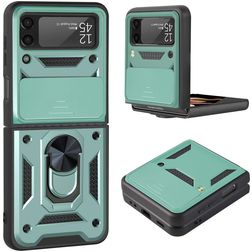 Mobigear Armor Ring Samsung Galaxy Z Flip 3 Hoesje Hardcase Backcover Shockproof met Ringhouder - Groen