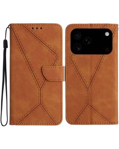 Mobigear Stitch iPhone 18 Pro Hoesje Bookcase Portemonnee - Bruin