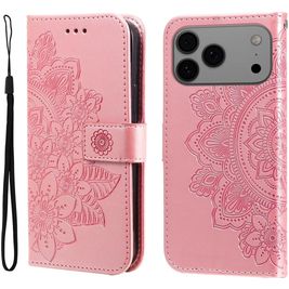 Mobigear Flowers iPhone 17 Pro Max Hoesje Bookcase Portemonnee - Roségoud