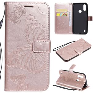 Mobigear Butterfly Motorola Moto E6s (2020) Hoesje Bookcase Portemonnee - Roségoud