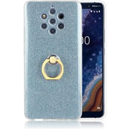 Mobigear Glitter Ring Nokia 9 PureView Hoesje Flexibel TPU Backcover met Ringhouder - Blauw