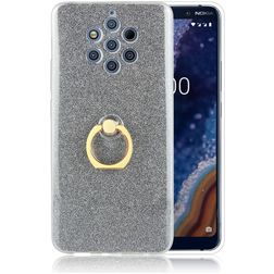 Mobigear Glitter Ring Nokia 9 PureView Hoesje Flexibel TPU Backcover met Ringhouder - Grijs
