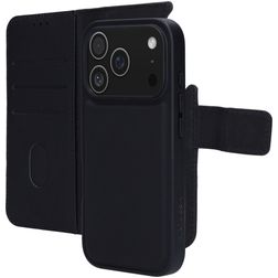 Mobiparts iPhone 17 Pro Hoesje Echt Leer Uitneembare 2in1 Bookcase Portemonnee - Zwart
