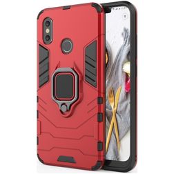 Mobigear Armor Ring Xiaomi Mi 8 Hoesje Hardcase Backcover Shockproof met Ringhouder - Rood