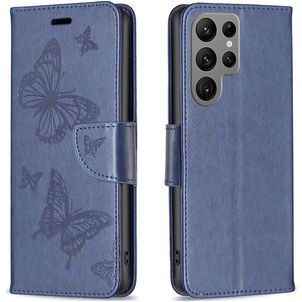 Mobigear Butterfly Samsung Galaxy S24 Ultra Hoesje Bookcase Portemonnee - Blauw