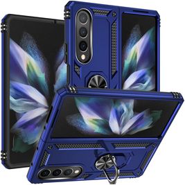 Mobigear Armor Ring Samsung Galaxy Z Fold 4 Hoesje Hardcase Backcover Shockproof met Ringhouder - Blauw