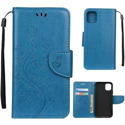 Mobigear Flowers iPhone 11 Hoesje Bookcase Portemonnee - Blauw
