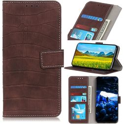 Mobigear Croco Motorola Moto E22 Hoesje Bookcase Portemonnee - Bruin