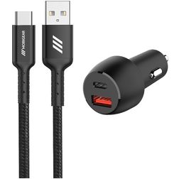 Mobigear Essentials Dual USB / USB-C Autolader USB-C 1 Meter Power Delivery 48W - Zwart