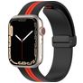 Mobigear Stripe Mag Siliconen Apple Watch Bandje Magneetsluiting - 42/41/40/38 mm - Zwart / Rood