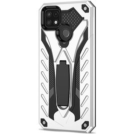 Mobigear Armor Stand Realme C21Y Hoesje Hardcase Backcover Shockproof met Standaard - Zilver