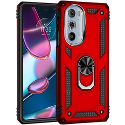 Mobigear Armor Ring Motorola Edge 30 Pro Hoesje Hardcase Backcover Shockproof met Ringhouder - Rood