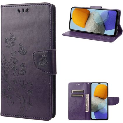 Mobigear Flowers Samsung Galaxy M23 Hoesje Bookcase Portemonnee - Paars