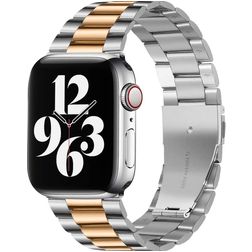 Mobigear Antwerp Stalen Apple Watch Bandje Vouwsluiting - 49/46/45/44 mm - Roségoud / Zilver