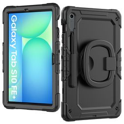 Mobilize Rotating Defender Samsung Galaxy Tab S10 FE Plus Hoes Hard kunststof / Siliconen Backcover + Schouderband + Standaard - Zwart