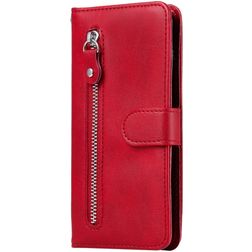 Mobigear Zipper Xiaomi Redmi Note 9 Hoesje Bookcase Portemonnee - Rood