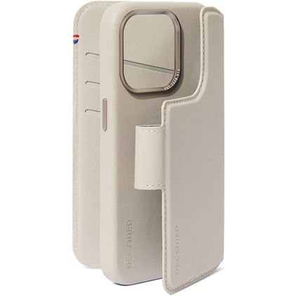 Decoded Detachable Wallet iPhone 15 Pro MagSafe Hoesje Echt Leer Uitneembare 2in1 Bookcase Portemonnee - Clay