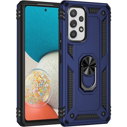 Mobigear Armor Ring Samsung Galaxy A53 Hoesje Hardcase Backcover Shockproof met Ringhouder - Blauw