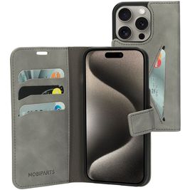 Mobiparts Classic Wallet iPhone 15 Pro Hoesje Bookcase Portemonnee - Granite Grey