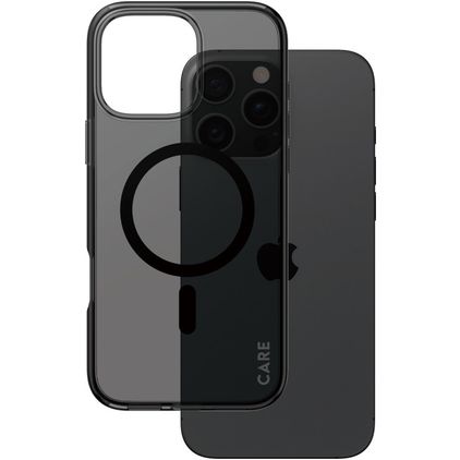 CARE by PanzerGlass Smokey iPhone 16 Pro Max MagSafe Hoesje Hardcase Backcover - Transparant / Zwart
