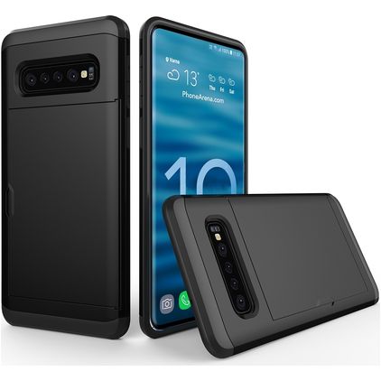 Mobigear Card Samsung Galaxy S10 Hoesje Hardcase Backcover Shockproof met Pasjeshouder - Zwart