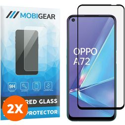 Mobigear Premium OPPO A72 Glazen Screenprotector - Case Friendly - Zwart (2-Pack)