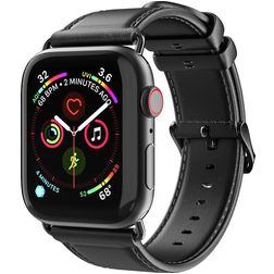 Dux Ducis Business Leren Apple Watch Bandje Gespsluiting - 42/41/40/38 mm - Zwart