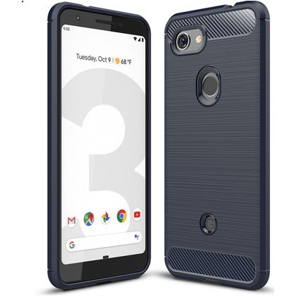 Mobigear Brushed Slim Google Pixel 3a Hoesje Flexibel TPU Backcover - Blauw
