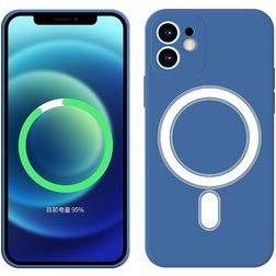 Mobigear Rubber Touch iPhone 12 Siliconen MagSafe Hoesje Backcover - Blauw