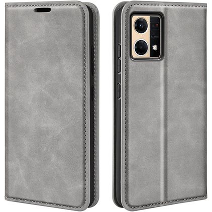 Mobigear Retro Slim OPPO Reno 7 4G Hoesje Bookcase Portemonnee - Grijs