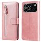Mobigear Zipper iPhone 17 Pro Hoesje Bookcase Portemonnee - Roségoud
