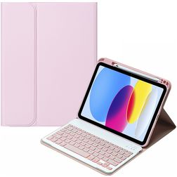 Mobigear Keys iPad 10 (2022) Hoes QWERTY Bluetooth Toetsenbord Bookcase + Stylus Houder - Roze