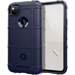 Mobigear Rugged Shield Google Pixel 4a Hoesje Flexibel TPU Backcover Shockproof - Blauw
