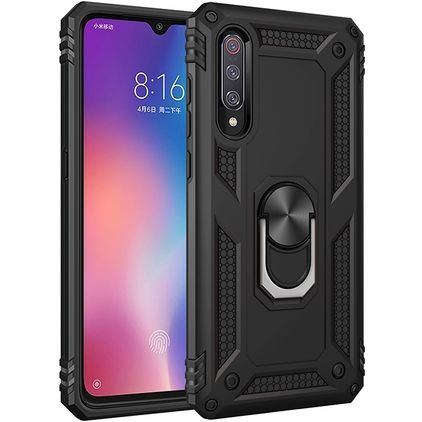 Mobigear Armor Ring Xiaomi Mi 9 Hoesje Hardcase Backcover Shockproof met Ringhouder - Zwart