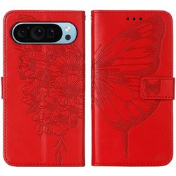 Mobigear Butterfly Google Pixel 9 Hoesje Bookcase Portemonnee - Rood