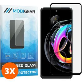 Mobigear Premium Motorola Edge 20 Lite Glazen Screenprotector - Case Friendly - Zwart (3-Pack)