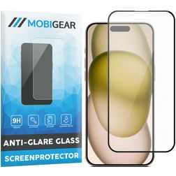 Mobigear Premium iPhone 15 Glazen Screenprotector Anti-Glare - Case Friendly - Zwart