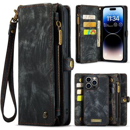 CaseMe 008 iPhone 14 Pro Max Hoesje Uitneembare 2in1 Bookcase Portemonnee - Zwart