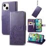 Mobigear Clover iPhone 15 Hoesje Bookcase Portemonnee - Paars