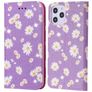 Mobigear Daisies iPhone 12 Pro Max Hoesje Bookcase Portemonnee - Paars